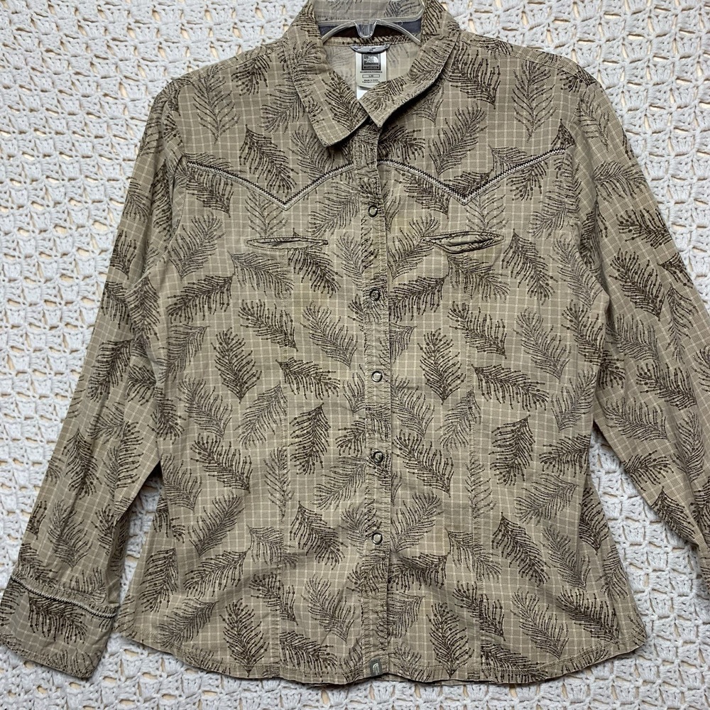 The North Face Women's L Beige Pearl Snap Long Sleeve All Over Print Embroidery - Picture 3 of 11
